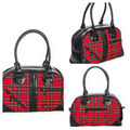 Klassisches Rot Tartan Kariert Totenkopf Nieten Handtasche Schultertasche Gothic