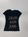 Calvin Klein Damen T-Shirt Gr. L kurzarm Shirt Logo Casual Basic Oberteil A627