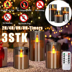 3er LED Kerzen Kerze Timer Outdoor Batterie Licht mit Fernbedienung Flackernd