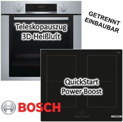 HERDSET Bosch Einbaubackofen mit Induktionskochfeld autark 60 cm Teleskopauszug