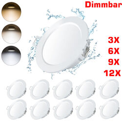 12x LED Einbaustrahler Dimmbar Einbauleuchten Flach Decken Einbau Spot Set 230V✔kaltweiß/Warmweiß/Neutralweiß/Dimmbar✔Bewegungsmelder