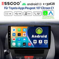 1+32G Android 13 Carplay Autoradio GPS BT Für Citroen C1 Peugeot 107 Toyota Aygo