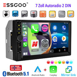 Doppel 2 DIN Autoradio 7 Zoll Apple Carplay Android Auto Bluetooth USB AUX TF EQ