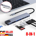 8 in 1 USB C Hub Adapter HDMI 4K USB 3.0 Micro SD RJ45 Ethernet Netzwerk MacBook