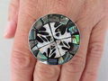 Ring offen Edelstahl Muschel Perlmutt Paua Abalone Hawaii Shiva-eye Free size