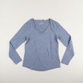 essentials Damen T-Shirt Gr. 36 / 38 blau Oberteil Langarm Shirttop V-Ausschnitt