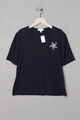 Peter Hahn Shirt Shortsleeve Rhinestone Logo D 40 navy blue Seestern