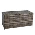 Auflagenbox Poly Rattan Kissenbox Gartenbox Aufbewahrungsbox Box Beige-Braun