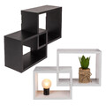 Holz Wandregal 2er Set 4-eckig weiß schwarz Wohnzimmer Deko Regal Wandmontage