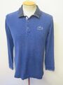 Original Vintage Lacoste Herren blau langärmeliges Poloshirt M 38-40" Euro 48-50