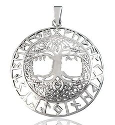 Yggdrasil Lebensbaum Silber Amulett Anhänger Runen Pendant 925 Celtic Kette