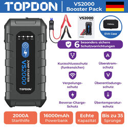 TOPDON VS2000 Auto Starthilfe Booster powerbank Jump Starter KFZ 2000A 16000mAh