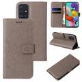 Handy Tasche für Samsung Galaxy A51 Handyhülle Blumen Buch Klapp Cover Case Grau