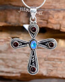 Tansanit & Granat Edelstein 925 Sterling Silber Handarbeit Kreuz Religiös Anh...