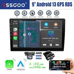 9" 2 DIN 64G Autoradio Carplay Android 13 GPS Bluetooth IPS Touchscreen DVR+Kam