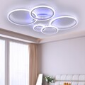 Modern RGB LED Deckenleuchte Dimmbar mit Fernbedienung 5-Ring Deckenlampe 80W