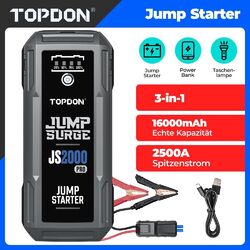 TOPDON JS2000 Pro 2500A Jump Starter Starthilfe Ladegerät Booster Powerbank 3in1⭐⭐⭐⭐⭐100 Real Capacity✅8LGas/6L Diesel✅35 Boos*t✅12V