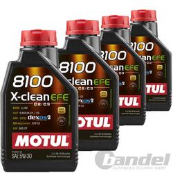 4x 1L MOTUL 8100 X-CLEAN EFE ÖL MOTORÖL 5W-30 passend für BMW LL04 MB 229.52 API