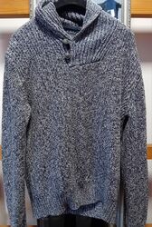 warmer Baumwollpullover mit Schalkragen von H&M,Gr.M,grau meliert