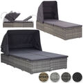 Polyrattan Sonnenliege Doppelliege Gartenliege Sonnendach Sonnenbett Liege Bett