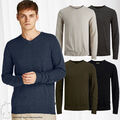 Herren JACK & JONES Dünner Langarm Strickpullover V-Neck Sweater Shirt