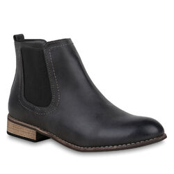 892923 Warm Gefütterte Damen Chelsea Boots Kunstleder Stiefeletten Mode