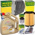 MANN FILTERSET+BOSCH ZÜNDKERZEN+CASTROL 5W30 für AUDI A3 8P VW GOLF 6 TOURAN