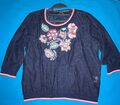 Betty Barclay Blusenshirt Gr 42, 3/4 Arm  neuwertig Spitze blau Blumen Stickerei