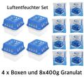 Luftentfeuchter Set 4 x Boxen mit 8x400g Granulat Raum Entfeuchter Trockner NEU