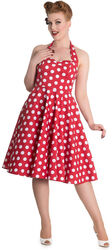 Hell Bunny »MARIAM Polka Dot« PUNKTE Neckholder SWING DRESS Kleid Rot Rockabilly