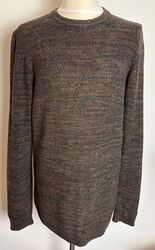 ARMEDANGELS Herren Strick Pullover Langarm Braun Mit Strick Muster Gr. L