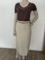 Maxi Rock mit Schlitz vorne und hinten , Farbe beige , Gr.38,  incl.  Gürtel