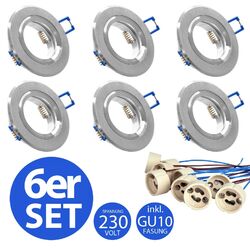 6x Einbaustrahler Set Aluminium Einbauleuchte Einbaurahmen GU10 Rostfrei Spot