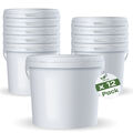 12 x 10L Set Eimer mit Deckel 10 Liter Leereimer weiß lebensmittelecht TOP PP