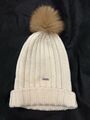 Woolrich Bommel Mütze Strickmütze Damen Creme Fuchs Gr. M NP 180€ (dc70)