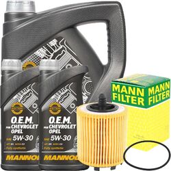 MANN-FILTER ÖLFILTER + 6 LITER 5W-30 MANNOL 7701 MOTORÖL 5W30 für OPEL GM Dexos2