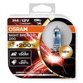 2x OSRAM NIGHT BREAKER 200 H4 Glühlampe Fernscheinwerfer 12V 60/55W 3550K P43t