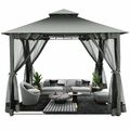 Doppeldach Pavillon 3,6x3,6/3x3m Wasserdicht Stabil Pavilon Gartenzelt Partyzelt