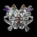 925 Sterlingsilber Ring Birne Aquamarin Amethyst Saphir Natürlich Schmuck