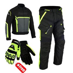 Winter Schwarz Wasserdicht Herren Textil Motorrad Jacke Hose Kombi, Biker Anzug