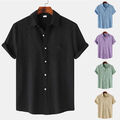 Sommer-Herren-Kurzarmhemden Lässiges Button-Down-T-Shirt Mit Umlegekragen N