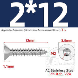 Spanplattenschrauben Edelstahl A2 VA V2A Torx Ø 2–6mm Holzschrauben Vollgewinde