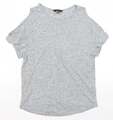 Neu Look Damen grau Viskose Basic T-Shirt Größe 8 Rundhalsausschnitt