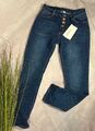 NAIIF Stretch Jeans HOSE Slim Fit Mid Waist COLORED BUTTONS dark Denim XL 40 42