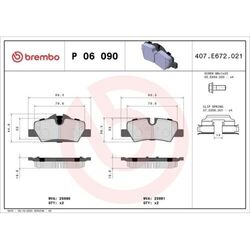 1x Bremsbelagsatz, Scheibenbremse BREMBO P 06 090 passend für MINI