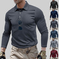 Herren Langarm Poloshirt Polohemd Freizeit Business T-Shirt Kragen Bluse Tops DE