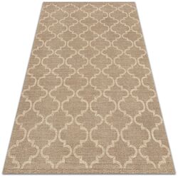 Outdoor Patio Balkon Teppich Wetterfest Beige Marokkanisches Muster 100x150