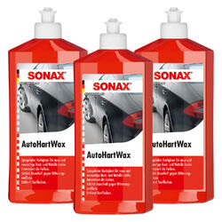 SONAX 3x 500 ml Hartwachs-Politur Carnauba-Wachs Lack-Versieglung Auto-Wachs KFZ