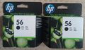 2x Original HP 56 - C6656A Schwarz Tintenpatronen MHD: 2022-2023,  HP56 x 2