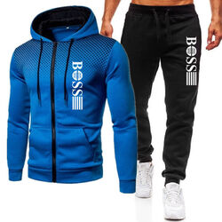 Jogginghose Sportanzug HerrenTrainingsanzug Set Hoodie Jacke Kapuzen Sweatshirt/